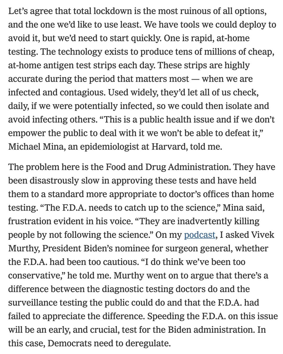 A lot of the advice in here is to do more of what we are doing. But some of it isn't! Among other things, the FDA really, really needs to open the gates on at-home antigen testing. The virus is getting faster. We need stronger tools to keep up.