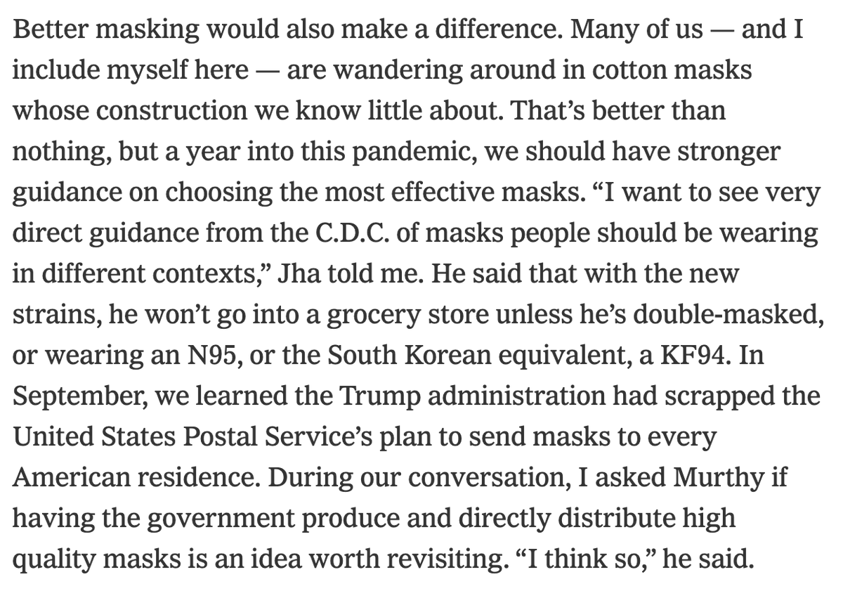 And we need better masks — and maybe the government should simply produce and distribute them directly. Quickly.