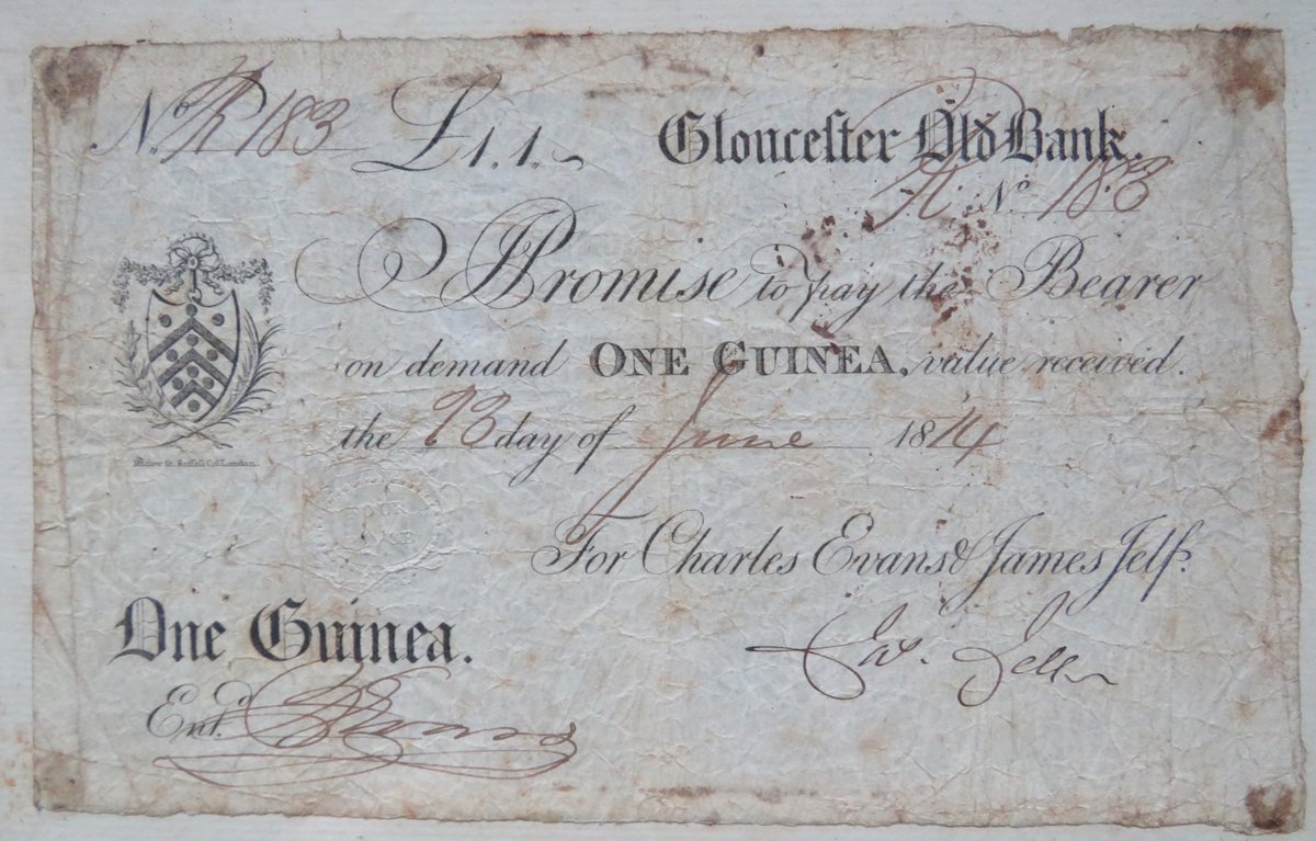 Latest acquisition two Bank notes from the Gloucester Old Bank.Both cashed on the 12th June 1815 (6 days before the Battle of Waterloo) at the Kings Head Inn.The Kings Head was a Coaching Inn in Gloucester.