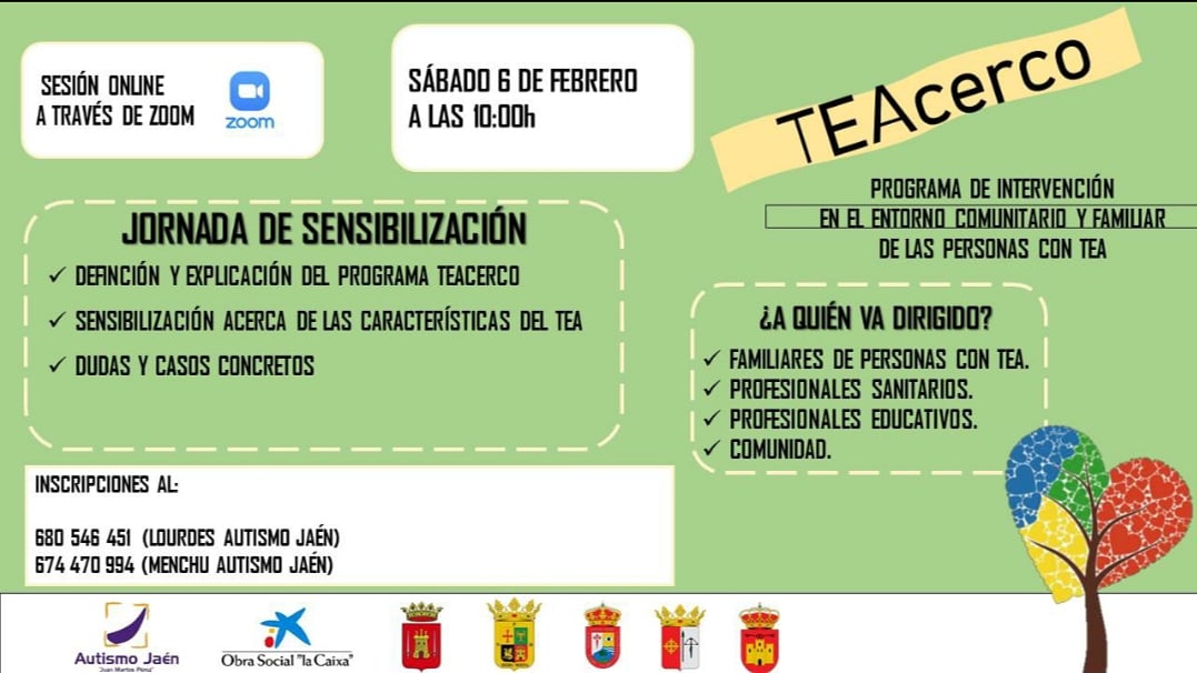Castellar, Montizón, Santisteban del puerto, Chiclana de segura, navas de san Juan y arroyo del Ojanco participan este sábado 6 de febrero en unas jornadas de sensibilización,  jornadas que realizamos dentro de nuestro programa TEAcerco.