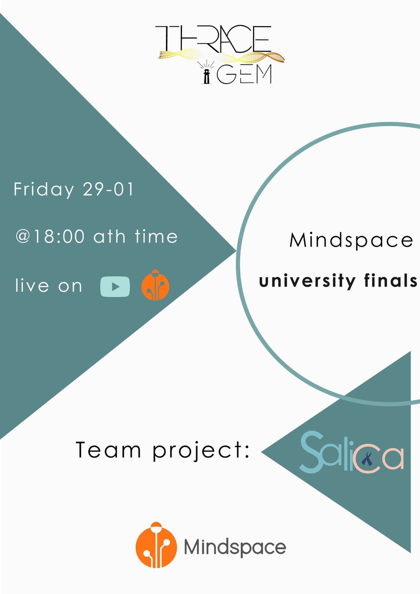 igemthrace's tweet photo. Join iGEM Thrace on the finals of Mindspace University! 
Team Project reveal: SaliCa 
Don't miss it! On Friday, 29/01/21 @ 18:00 Ath time. Live on the official Youtube channel of Mindspace. 
See you then! https://t.co/U8HOeXRSWd https://t.co/Yhl2IXFMm8