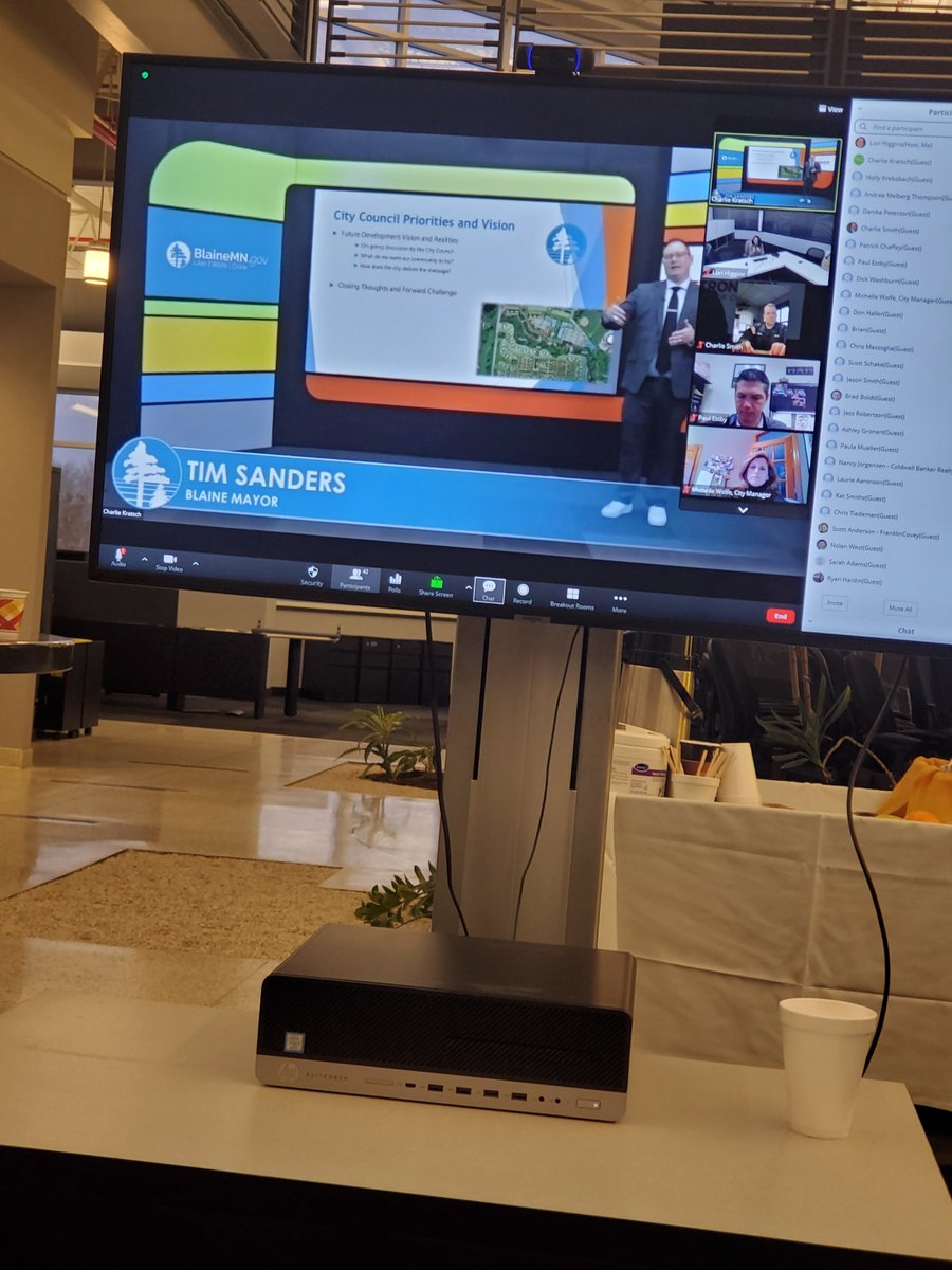 MetroNorthChamb's tweet photo. A green room, a koi pond &amp; a rock climbing wall...just a few of the 1st floor features at @InfiniteCampus. Thx for the chance to broadcast today's @BlaineMN Business Council from your 1-of-a-kind building! #nextlevelZoom https://t.co/ZUFjIwPDaV