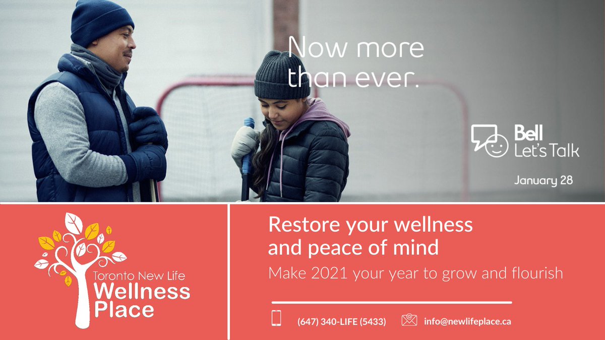 Today is <a href="/Bell_LetsTalk/">Bell Let's Talk</a> Day. The Toronto New Life Wellness Place provides multicultural, multilingual therapeutic wellness services for people in the Greater Toronto Area needing mental health and wellness support.
(647) 340-LIFE (5433), info@newlifeplace.ca
#bellletstalk #mnlct