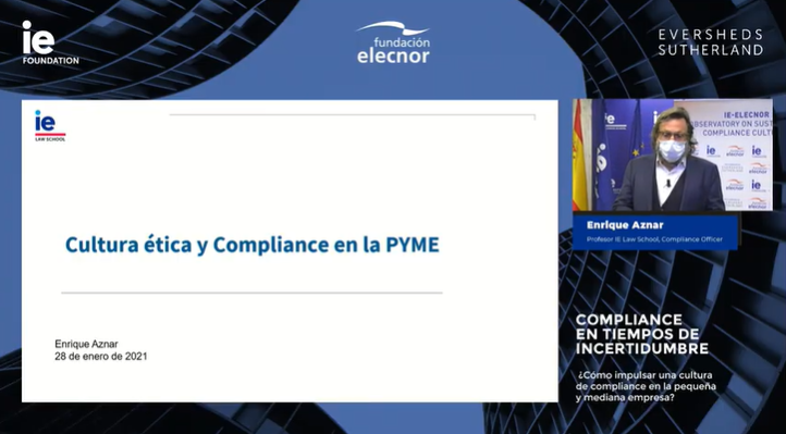 GrupoElecnor's tweet photo. Como ha indicado Enrique Aznar, profesor del @IElaw y Compliance Officer, la cultura se basa en identificar los valores de la organización y "hacer partícipes a todos los empleados a reflexionar y a compartir esos valores". #ComplianceEnPymes https://t.co/Kt3jOBTgHf