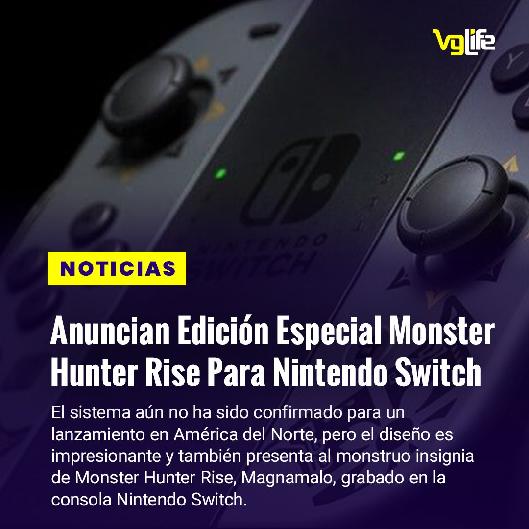 vglifecom's tweet photo. #NoticiasVGL
"Monster Hunter Rise Anuncia Edición Especial de Nintendo Switc"

Noticia completa en nuestro sitio web https://t.co/YiAjhF9kNb

#Nintendo #MonsterHunter #MonsterHunterRise #Capcom #NintendoSwitch  #Videojuegos https://t.co/S7nNrsQNNQ