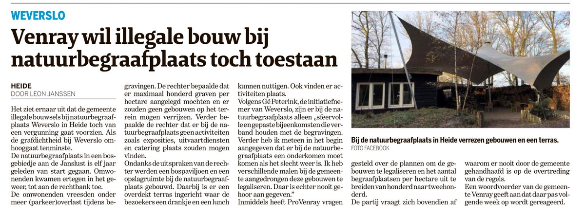 JoepGielens's tweet photo. Vragen gesteld naar aanleiding van voornemen college om medewerking te verlenen aan het legaliseren van zaken die, ondanks een rechterlijke uitspraak en eerdere gesprekken met omwonenden, gerealiseerd zijn op Natuurbegraafplaats Weverslo #Venray https://t.co/4VLP70RZ6o https://t.co/j5QnEb3nXe