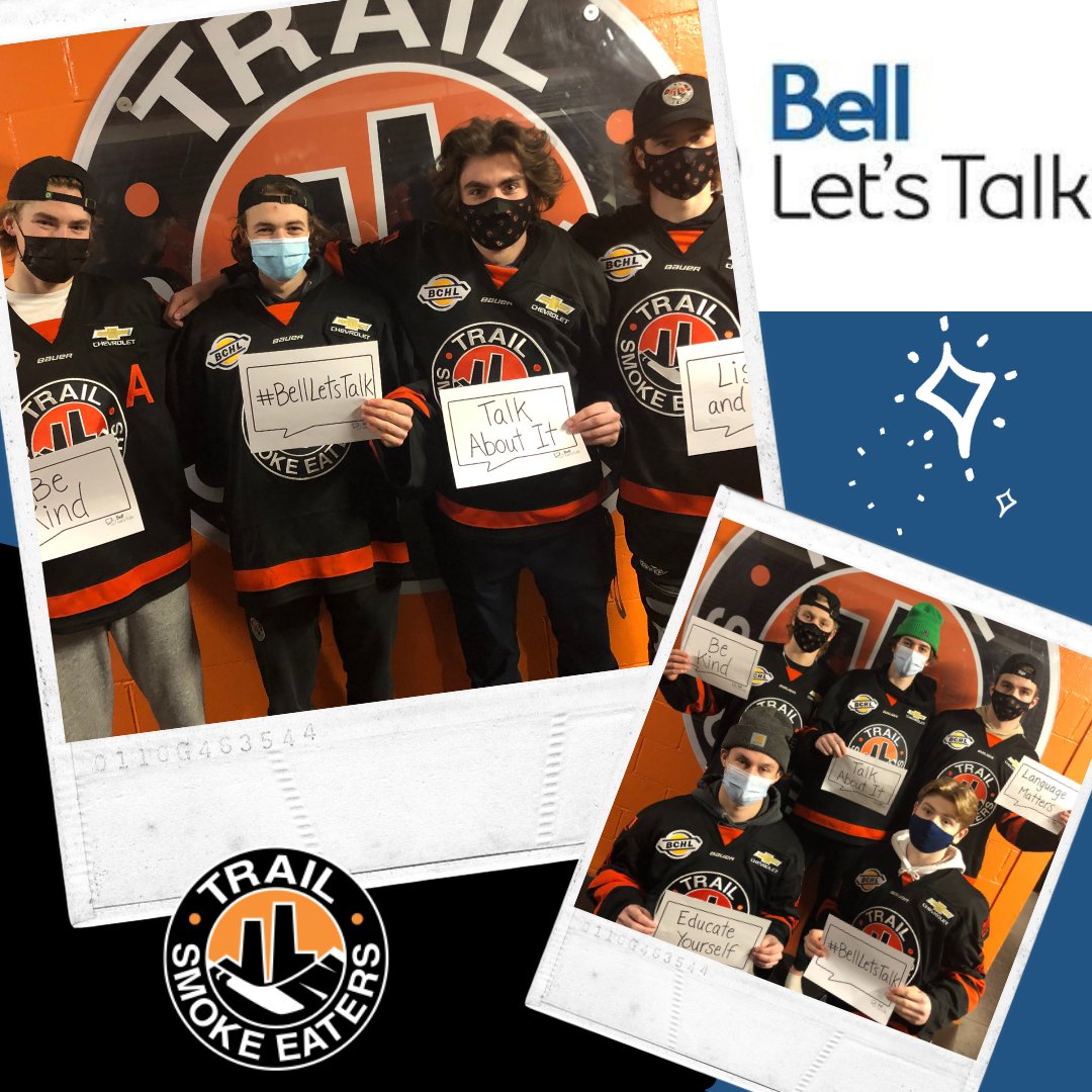 Bell Let's Talk Day  &amp; Trail Smoke Eaters are helping to create positive change. 

COVID-19 is affecting lives &amp; mental health. Small actions like being kind &amp; talking through problems, can help during this difficult time. 

Now more than ever, every action counts. #BellLetsTalk