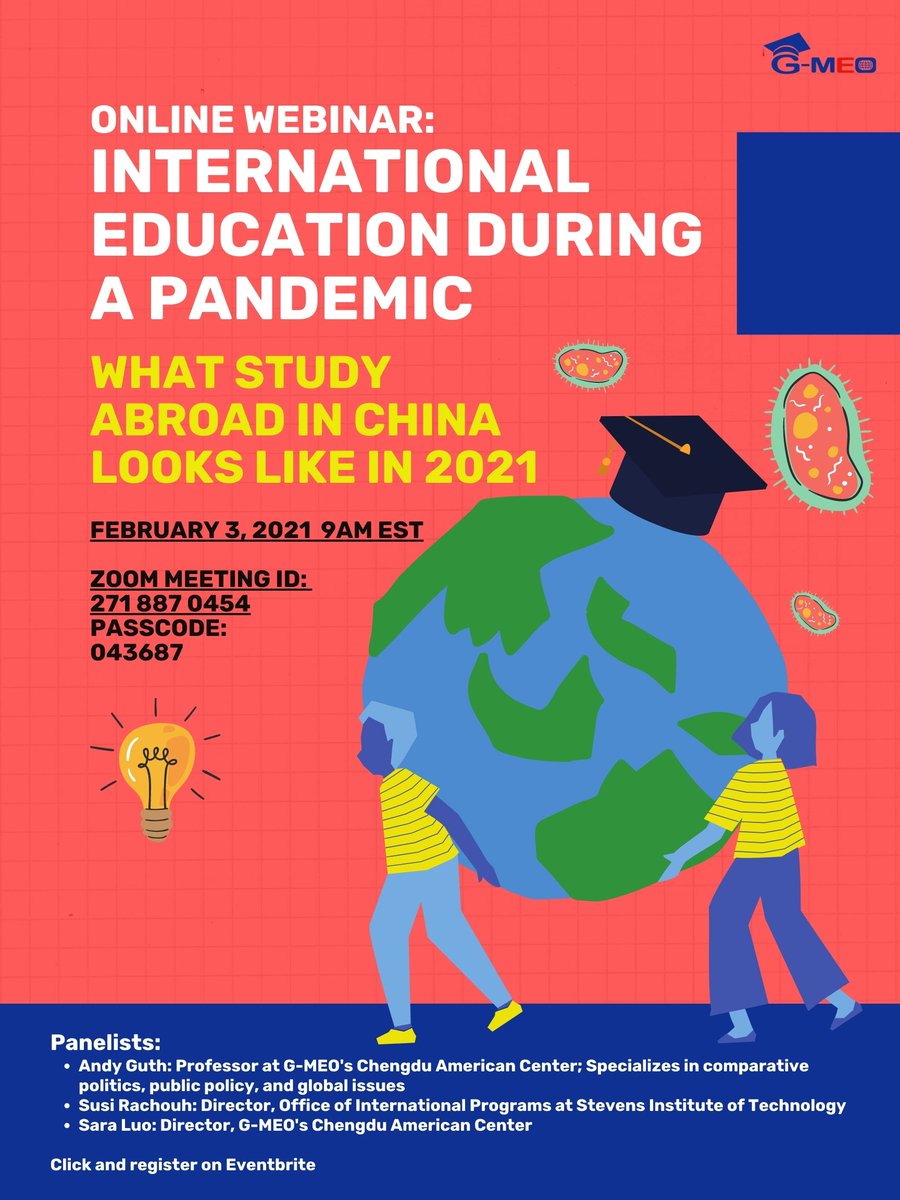 🔥#FREEONLINEWEBINAR!🔥
Register NOW on Eventbrite: eventbrite.com/.../webinar-in…...
👩‍💻Zoom Meeting ID: 271 887 0454 
👉Zoom Passcode: 043687
#studyabroad #virtualabroad #onlineinternship #internshipabroad #educationwebinar #selfimprovement #educationundercovid #studyabroad2021 #2021