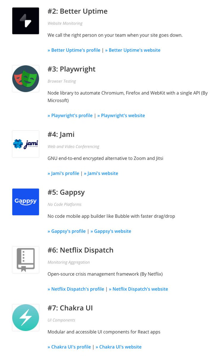 stackshareio's tweet image. New Tools of The Year (2020):

@BetterUptime 
@playwrightweb 
@jami_social 
Gappsy
@NetflixOSS 
@chakra_ui 

buff.ly/36klYaa #StackShareAwards