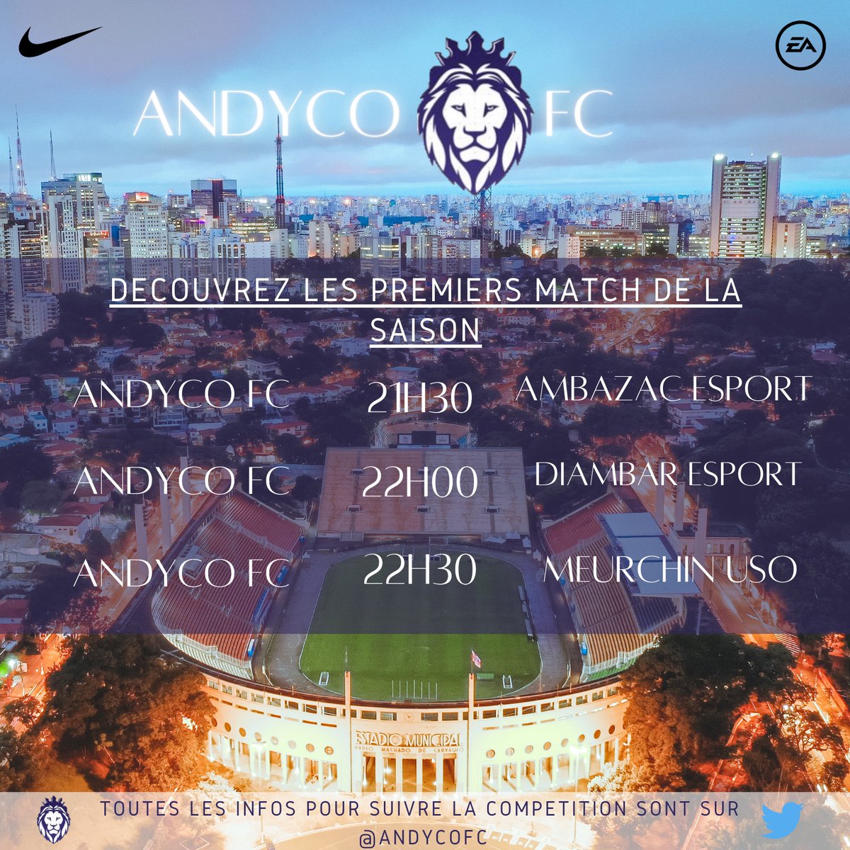AndycoFC's tweet image. 📌 Andyco FC est de retour ! 🎮
Après quelques semaines de repos, nos joueurs rallument les manettes et sont prêts à vous faire vibrer comme ils l'ont toujours fait ! Et tout cela, dès ce soir !
Voici le programme de la soirée, les habitudes ne changent pas ⚽️ #AFC