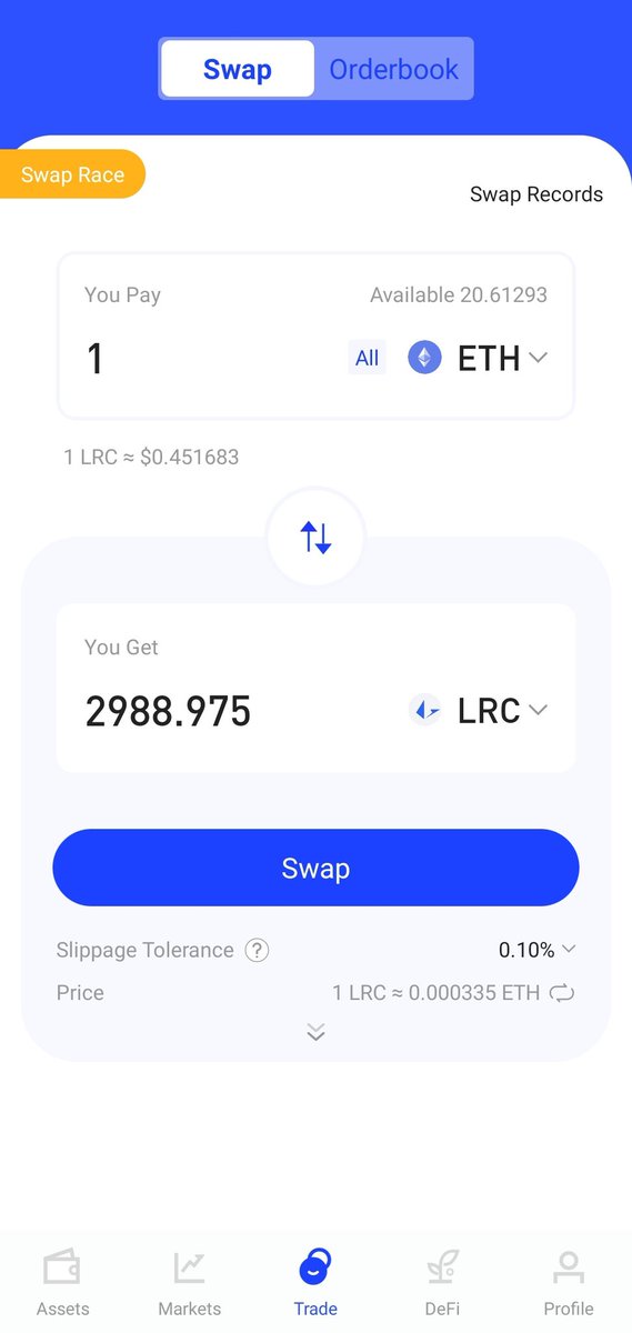 Imagine a Robinhood built on Ethereum. Where your assets are always yours. Where your funds cannot be frozen. Where you can trade, make markets and earn. And where even gas fees can't slow you down.

It's here. Loopring.io