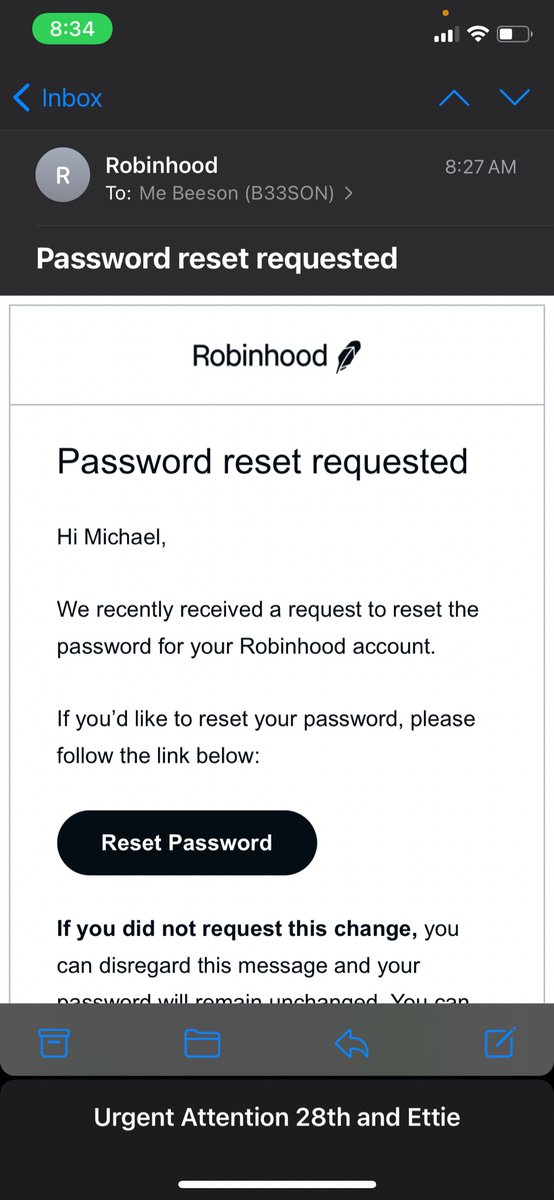 B33SON's tweet photo. @AOC also, in the middle of trading AMC, I was suddenly logged out of Robinhood. Never have I ever been logged out before. Then my password would not work. I was forced to reset my password. Reset email doesn’t arrive for over 30 minutes of course. https://t.co/QlG85nOeOJ