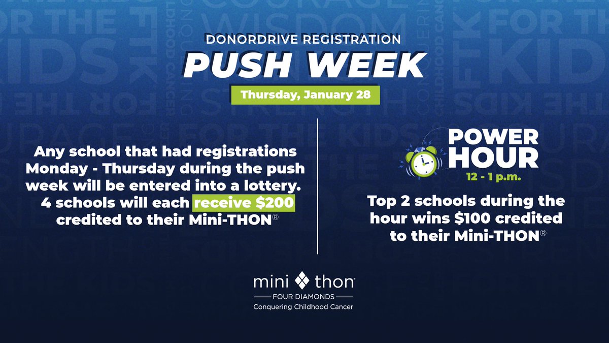 bobcat_minithon's tweet photo. PUSH WEEK IS ALMOST OVER!!!Register between 12-1 p.m. today and help us win $100!! If you have any questions feel free to DM🎗💛 https://t.co/EWo2uF5trk