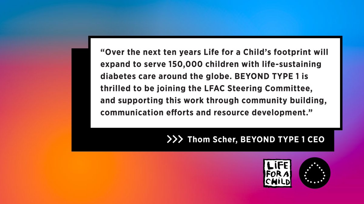 Thrilled that <a href="/lifeforachild/">Life for a Child</a> is expanding to provide critical diabetes care for 150K children across the globe - <a href="/BeyondType1/">Beyond Type 1</a> is honored to be joining their Steering Committee, and partnering on a broad range of efforts in 2021!

Read today's announcement: multivu.com/players/Englis…