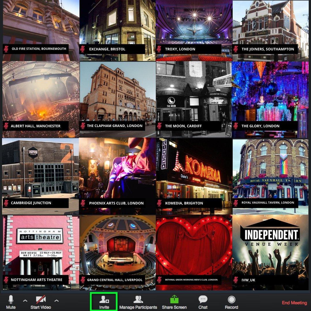 "Mute yourselves, cameras on" - let’s spotlight some of our fave independent venues in an epic Zoom call!  @IVW_UK  #IVW21  #IVW  #IndependentVenueWeek  @musicvenuetrust (1/25) - yep, it's a long threadWe just have so much love and adoration to share!