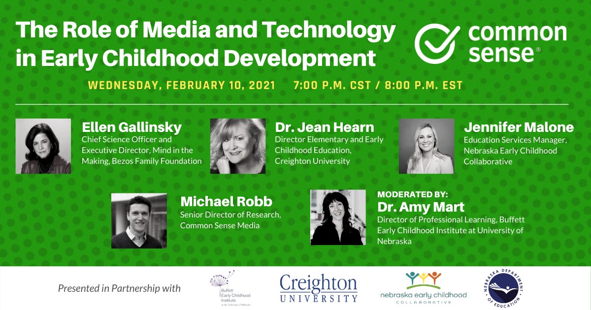 NebraskaEarly's tweet image. Register for this free virtual event and join us on Feb. 10! #earlychildhood #technology  commonsensemedia.org/MediaAndTechno…