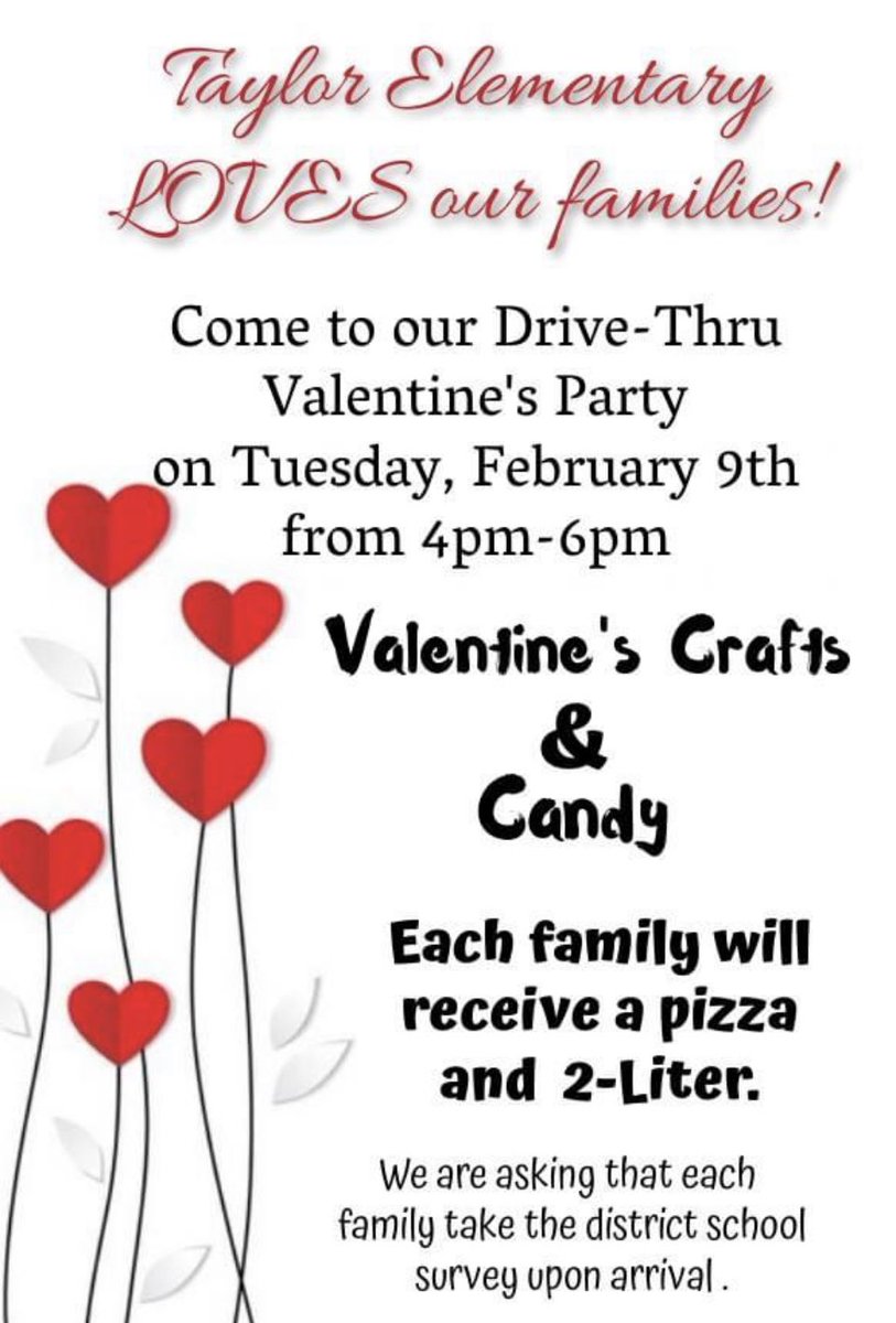 Come to Taylor’s Drive-Thru Valentine’s Party!!!