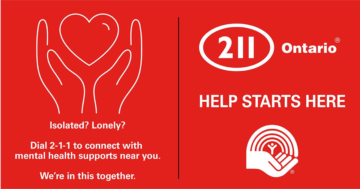 #BellLetsTalk  Call 2-1-1 for referrals to mental health &amp; community supports around you, day or night. It's okay to call 9-1-1 if a life is in danger. 211 is a helpline to find community resources here for Ontarians.
