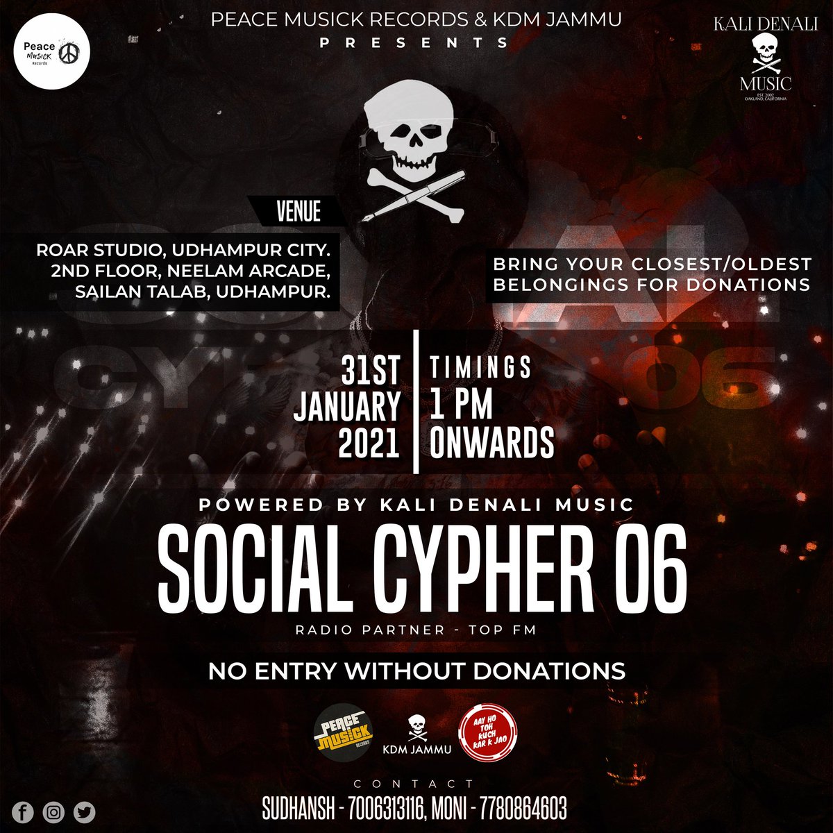 peacemusick's tweet photo. •• SOCIAL CYPHER 06 •• #KDMPMR JAMMU
Powered by @KaliDenaliMusic 

#KDM #peacemusick #hiphop #hiphopngo #pmr2021 #pmr #jammuwalaflavour https://t.co/4cA7r3onSA