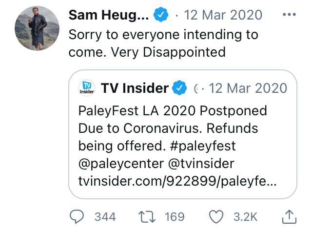 One of his commitments in the US was PaleyFest in LA, which was cancelled on the 11th March 2020 due to to the rising number of cases of the coronavirus. Why does this make him a hypocrite? Let’s get to that next...