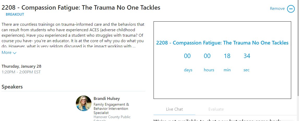 18 MINUTES!!! Join me in the discussion on how to renovate our schools through tackling the trauma within our teachers!! #ASCDLeadership <a href="/ASCD/">ASCD</a>conf  @ASCD  <a href="/HanoverSchools/">Hanover County Public Schools</a> 
.
.
.
.
#crushingcompassionfatigue
#wegotthis #weareeducators #whoisyouroctoberbarbie