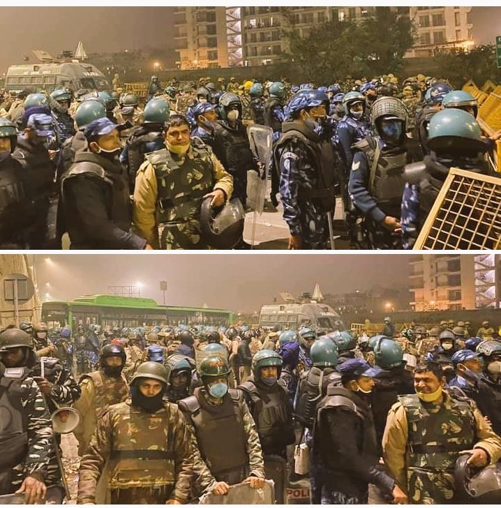 Huge force deployed at Ghazipur Border to remove the farmers from the protesting site.

#Farmer #FarmersProtests 
#FarmersStandingFirm 
#Ghazipur #DelhiPolice #LalQuilaHamaraHai #RSS