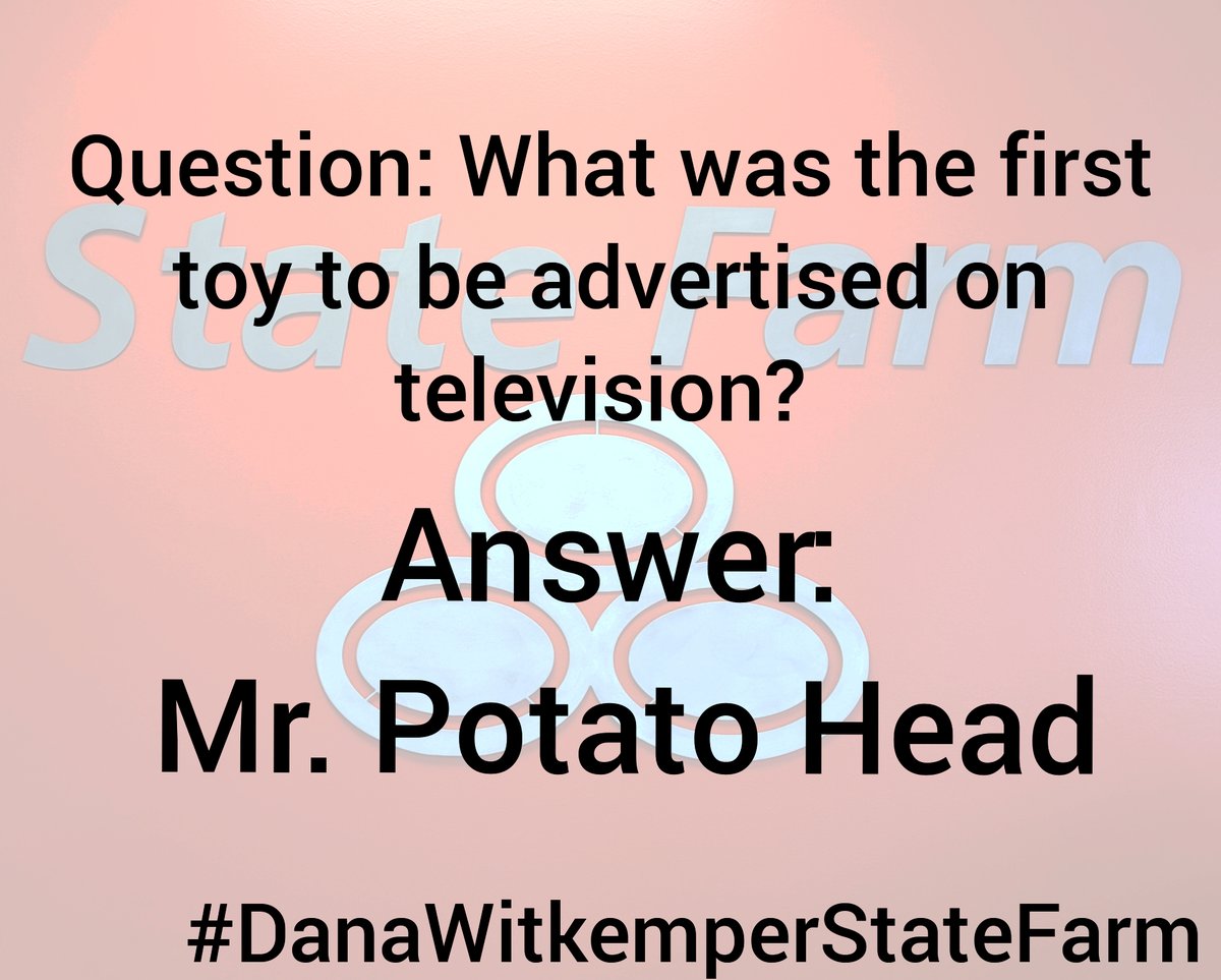 DanaWitkemperSF's tweet image. The answer to Tuesday's trivia question is.... *Drum Roll Please* MR. POTATO HEAD! We had 2 correct guesses! #DanaWitkemperStateFarm #TriviaTuesdayAnswer