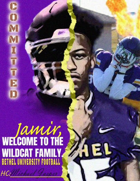 Jamir_Eaton's tweet photo. Committed!! Let's Go !!!💜💛 #BethelIsComing #BDP @BIGshadowMIKE @smyrnafootball  @CoachJBrown11 @CSmithScout @BU_FootballTN https://t.co/QHBuuSApd3