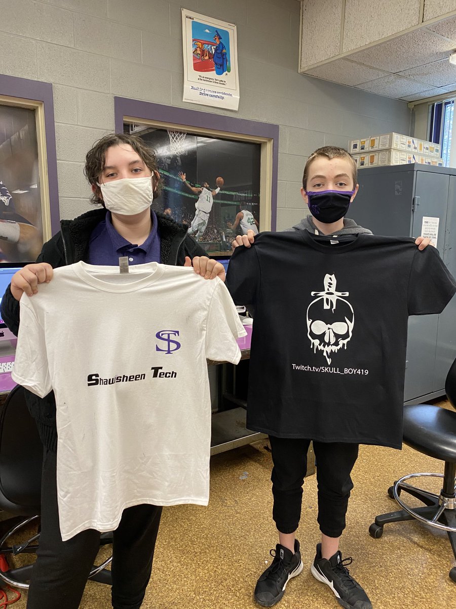 GraphicsShaw's tweet photo. Freshman tshirts Seamus Naughton and Aiden M! ⁦@shawtech_hs⁩ ⁦@yourPINE⁩ https://t.co/FEL2fy3gDg