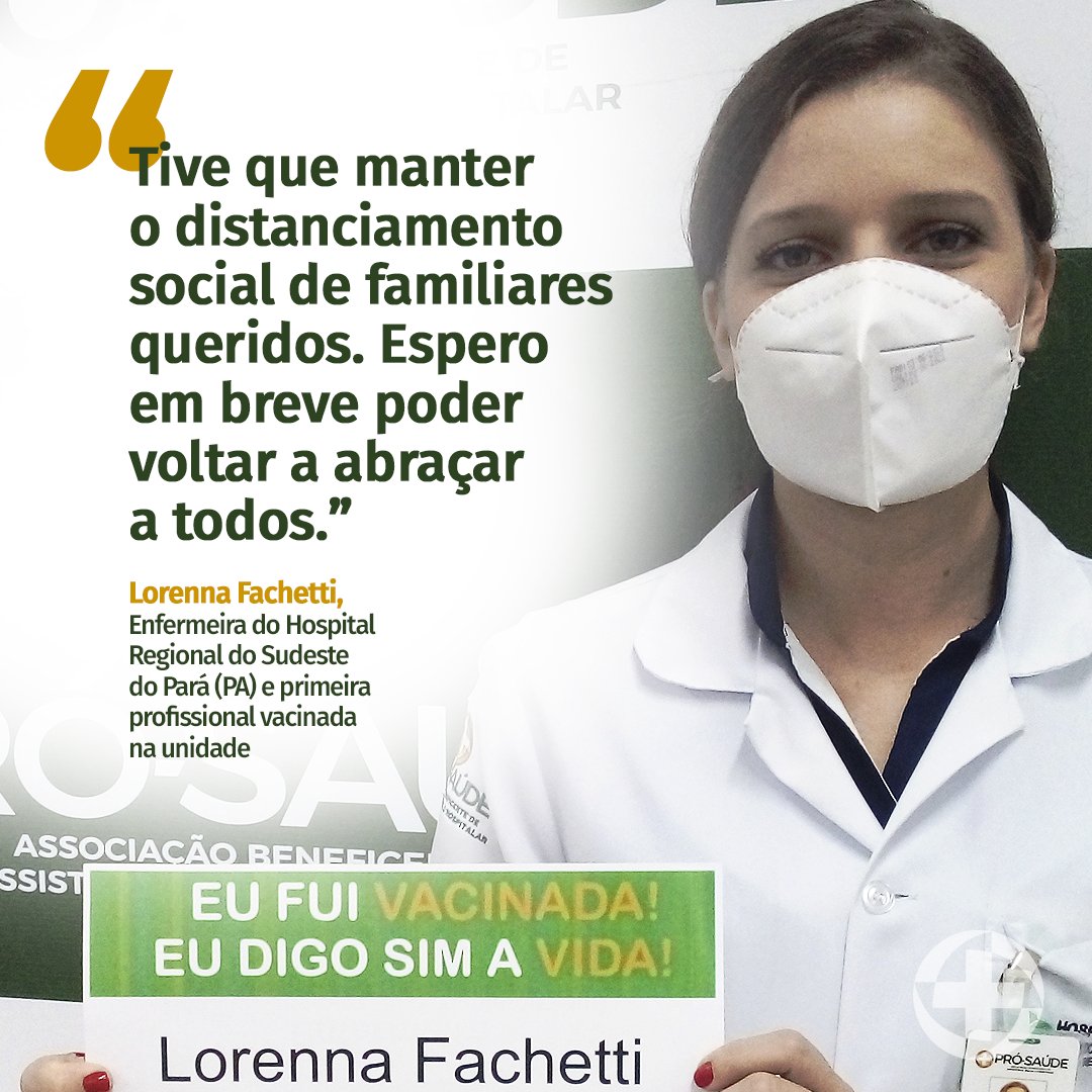 ProSaudeOficial's tweet photo. Com o início da #vacinação, profissionais da saúde como a Lorenna Fachetti, enfermeira do HRSP (PA), já conseguem imaginar a vida pós-pandemia! Mas cuidado! Ela também lembra que ainda é fundamental seguir as normas de prevenção! 😉 Saiba mais! https://t.co/065aGqUW0g https://t.co/dtRxtmS9FV