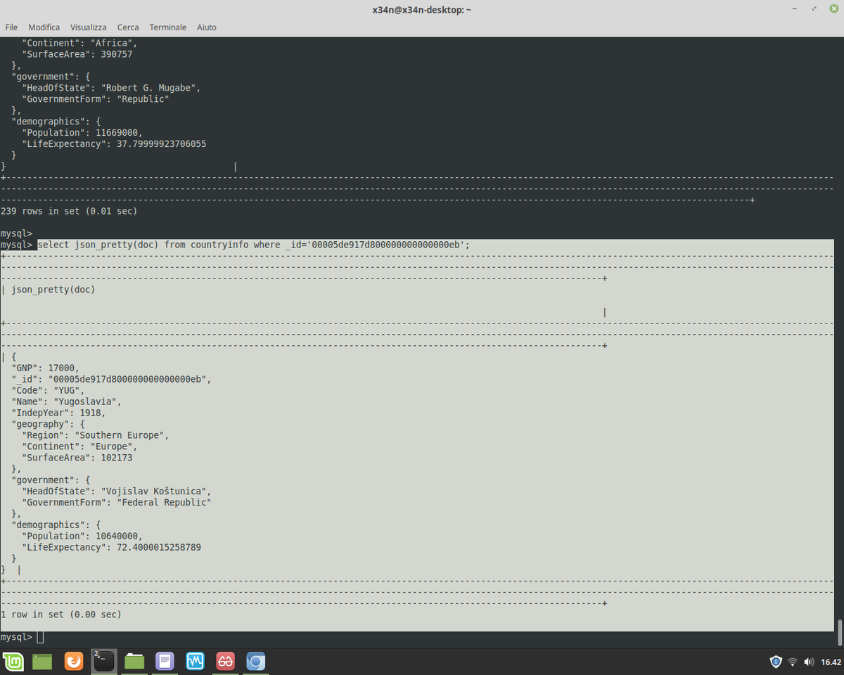 ivanonatalini68's tweet photo. Mysql Administration and Json data.
How to use command 'json_pretty' for to show data filtered and formatted.
Below an example.
#json #mysql #administration #jsonpretty #find #sql #dba #query #reporting #businessintelligence #backend #fullstack #linux #unix #windows https://t.co/hGUfCEmBKd