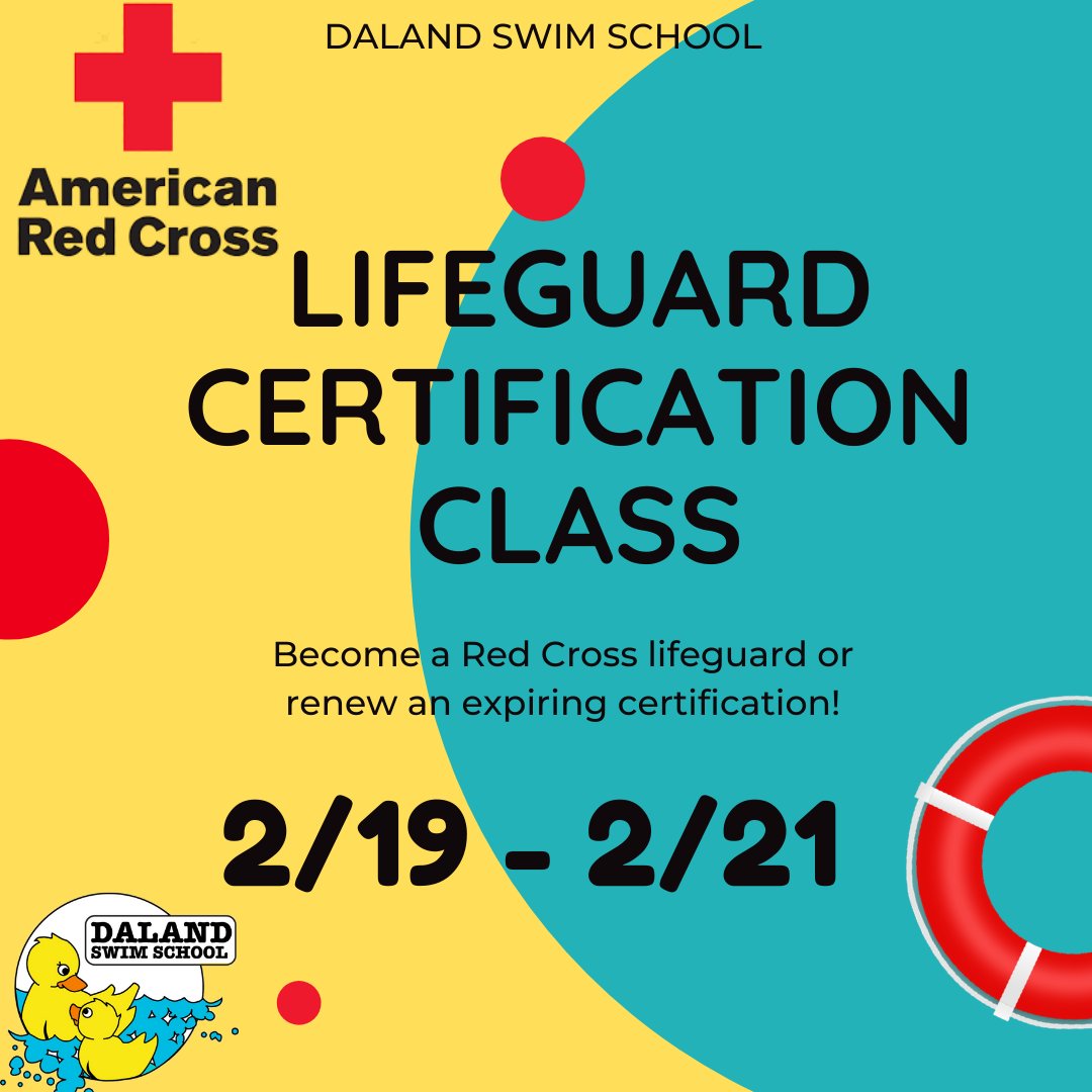 DalandSwim's tweet photo. Want to become a lifeguard? Need to renew an expiring lifeguard certification? Come to our lifeguard class! Sign up and get more info on our website!
https://t.co/NCuFgcWwDi
#dalandswim https://t.co/fr8QjJyWDR