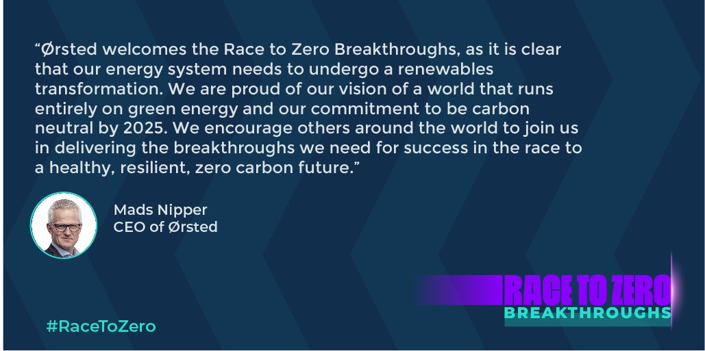 Orsted's tweet photo. The #RaceToZero is on, but to reach the zero-carbon world in time, we need to transform our systems and build renewables even faster. Acting slow is the recipe for failure. @Orsted is ready to join the race: https://t.co/tYCNpnD6im 
@UNFCCC @COP26 https://t.co/EYhI4FVprr