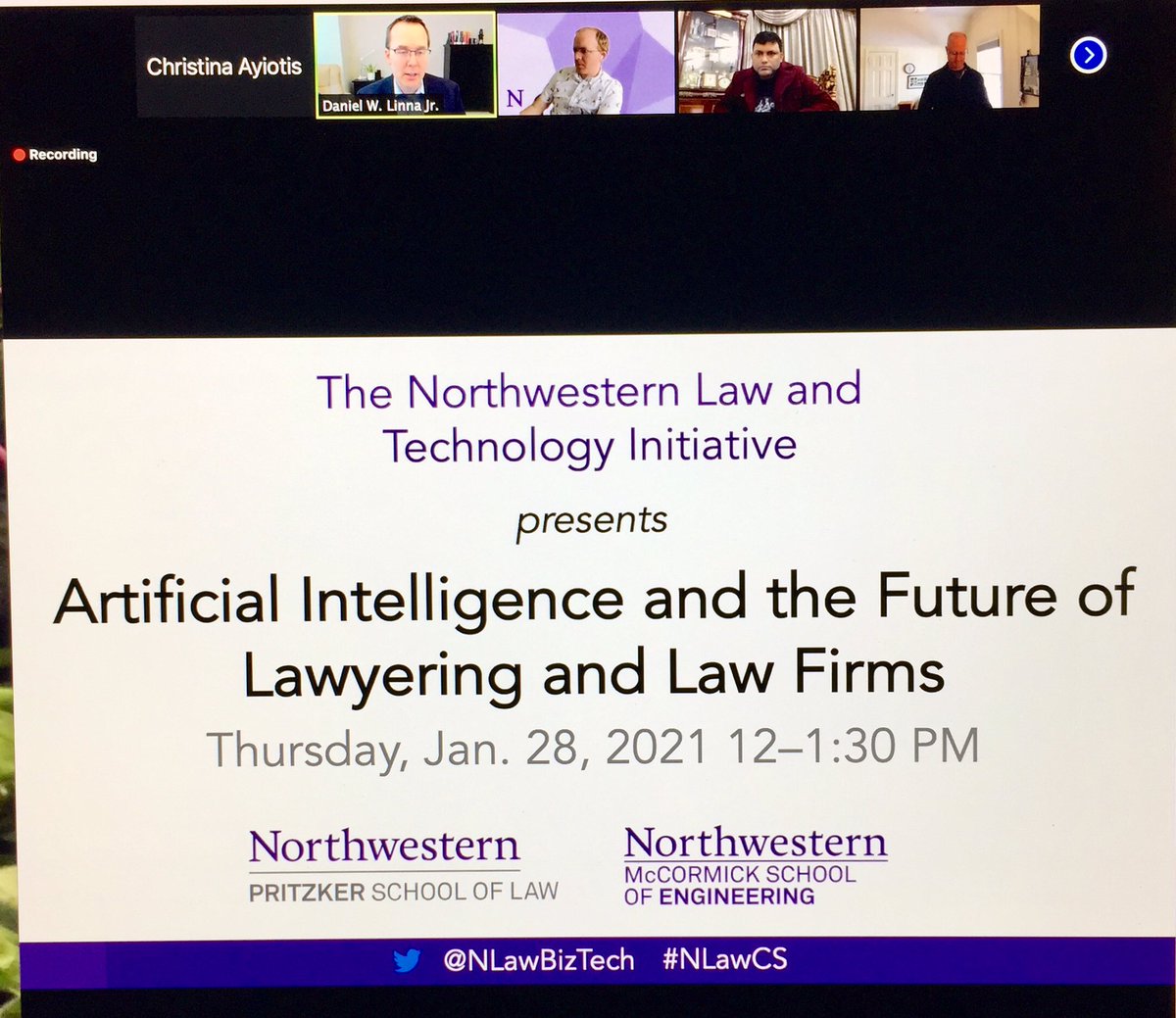 christinayiotis's tweet photo. #ArtificialIntelligence &amp; the Future of #Lawyering &amp; Law Firms” w/ @seyfarthshawLLP @stephen_poor @OxfordSBS @marisako1 @KelloggSchool @hyejin_youn @NorthwesternLaw @NorthwesternEng @DanLinna #FutureOfLaw @NLawBizTech #NLawCS #ServiceDelivery #MultiDisciplinaryPractice #BigFour https://t.co/7ky5k9TjAY