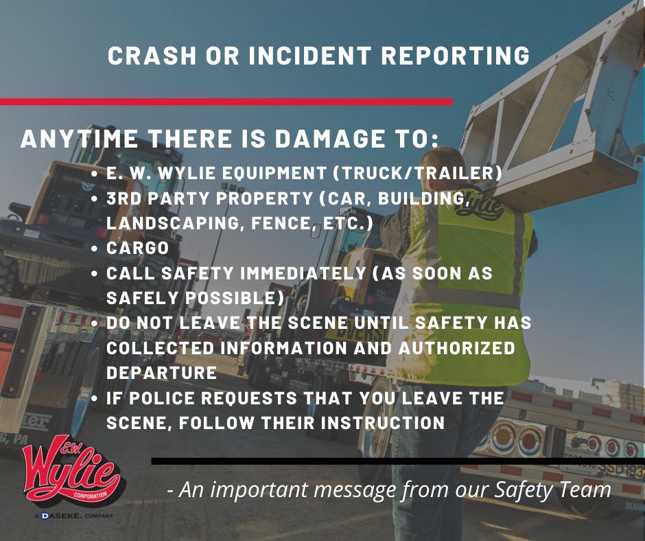 An important safety message from our #Daseke family at <a href="/ewwyliecorp/">EW Wylie Corporation</a>! #Trucking #Safety