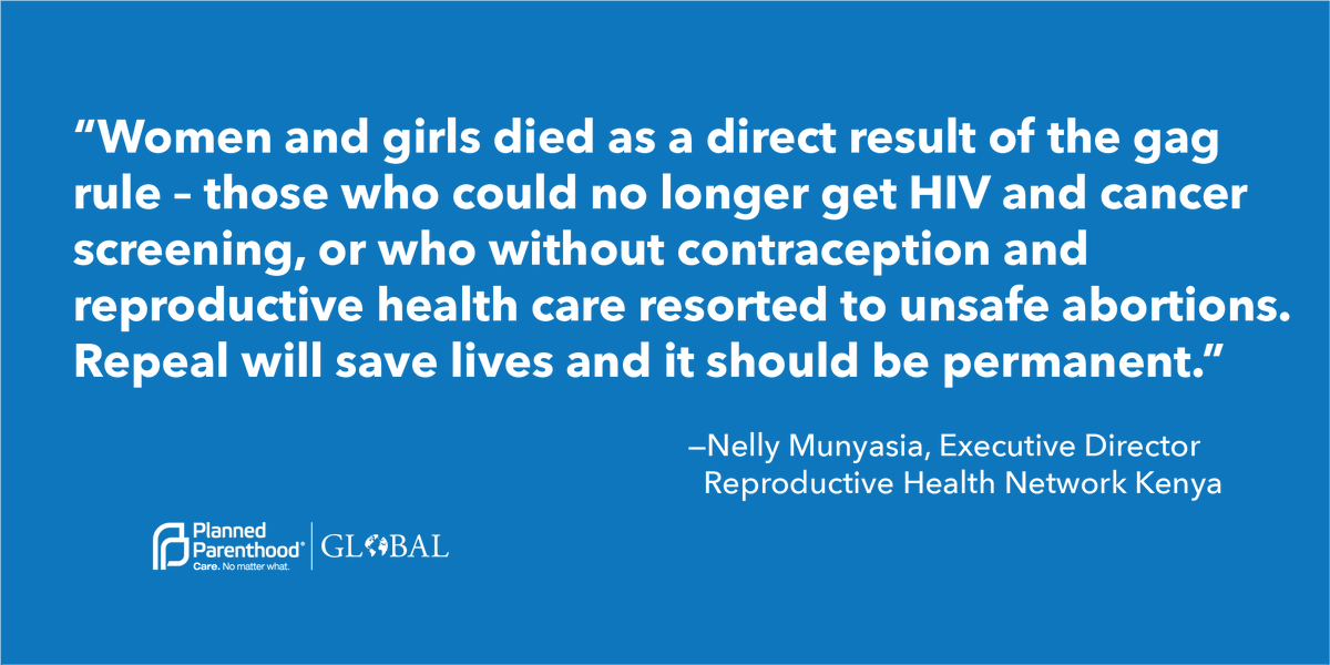 Programs shuttered, services were cut, and real lives were lost because of the  #GlobalGagRule.