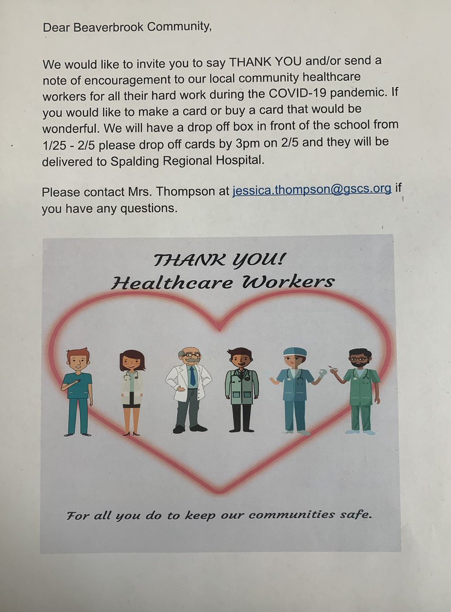 Join us in thanking our local healthcare workers!  👩‍⚕️👨‍⚕️ <a href="/GscsCounselors/">GSCS Counselors</a> <a href="/beaverbrookgscs/">Beaverbrook Elementary School</a> <a href="/GriffinSpalding/">Griffin-Spalding K12</a> <a href="/renee_mallard/">Renee Mallard</a> <a href="/MrsHagansL/">LaSonja Hagans</a>