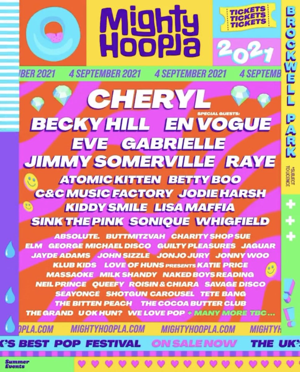 Cheryl will be headlining Mighty Hoopla on 4th September 2021 🌈