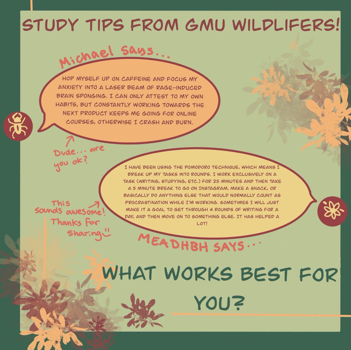 #thursdaythoughts a couple great responses from a recent Facebook question! GMU wildlifers make sure you’re in our Facebook group