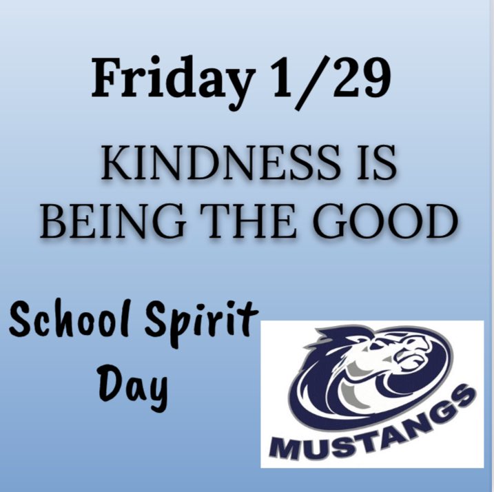 Mrs. Ackermann (@hazletcounselor) on Twitter photo Mustangs! Tomorrow we wrap up our Great Kindness Challenge!! Did you check off all 50 challenges this week?
Tomorrow we show that Kindness is Being the Good by wearing Cove Road Spirit-wear or Mustangs Blue! 💙 <a href="/CRSmustangs/">Cove Road School</a> #GreatKindnessChallenge #KindnessMatters #BeTheGood Mustangs! Tomorrow we wrap up our Great Kindness Challenge!! Did you check off all 50 challenges this week?
Tomorrow we show that Kindness is Being the Good by wearing Cove Road Spirit-wear or Mustangs Blue! 💙 <a href="/CRSmustangs/">Cove Road School</a> #GreatKindnessChallenge #KindnessMatters #BeTheGood