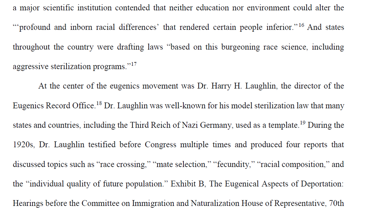 In the 1920s, Laughlin testified before Congress multiple times and produced reports that discussed topics such as “race crossing,” “mate selection,” “fecundity,” “racial composition,” and the “individual quality of future population” (6/12)