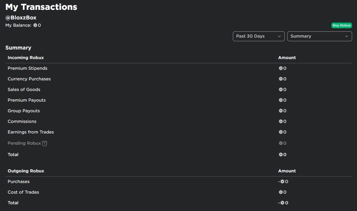 Bloxy News On Twitter The My Transactions Page On Roblox Has Received An Overhaul Https T Co Pp8ztdeidk Here Are The Major Changes Supports Dark Theme More Transaction Types Shows Outgoing - robux buy page