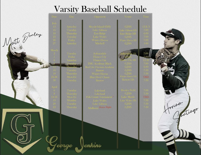 Here is the GJ 2021 Varsity baseball schedule! Should be a fun ride!