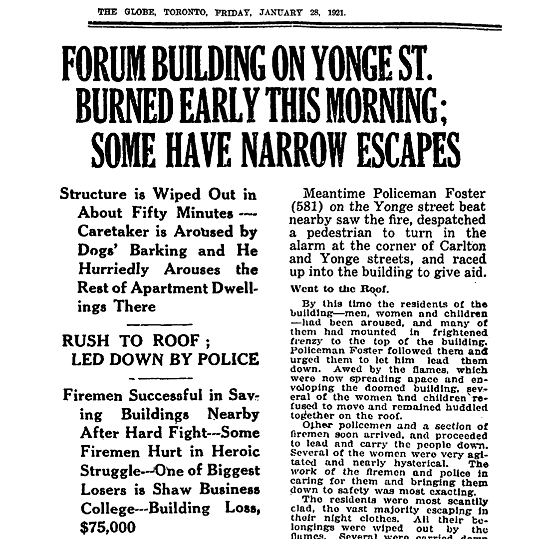 Described as one of the most rapid and destructive blazes in the city’s history. The entire force of the city’s fire department was sent there to contain the fire.  Thousands of spectators arrived on the scene, having a dangerous front row seat right beside the building.