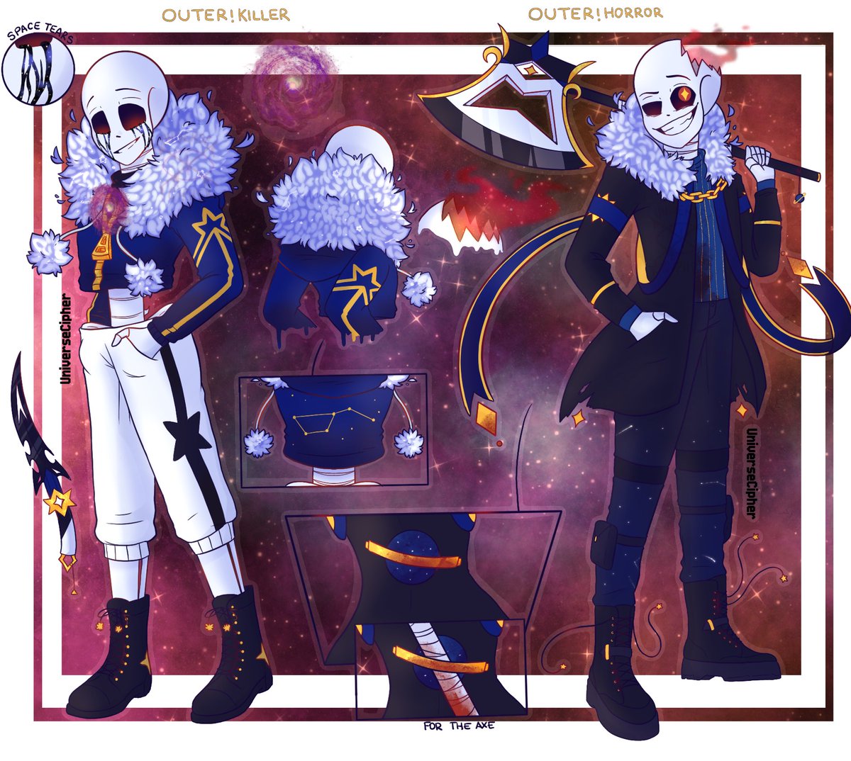 UniverseCipher's tweet photo. Outer!Killer &amp; Outer!Horror
✨
Designs by me :’D
#horrorsans #undertale #outertale #horrortale #killersans #undertaleau https://t.co/kpjBMvma7E