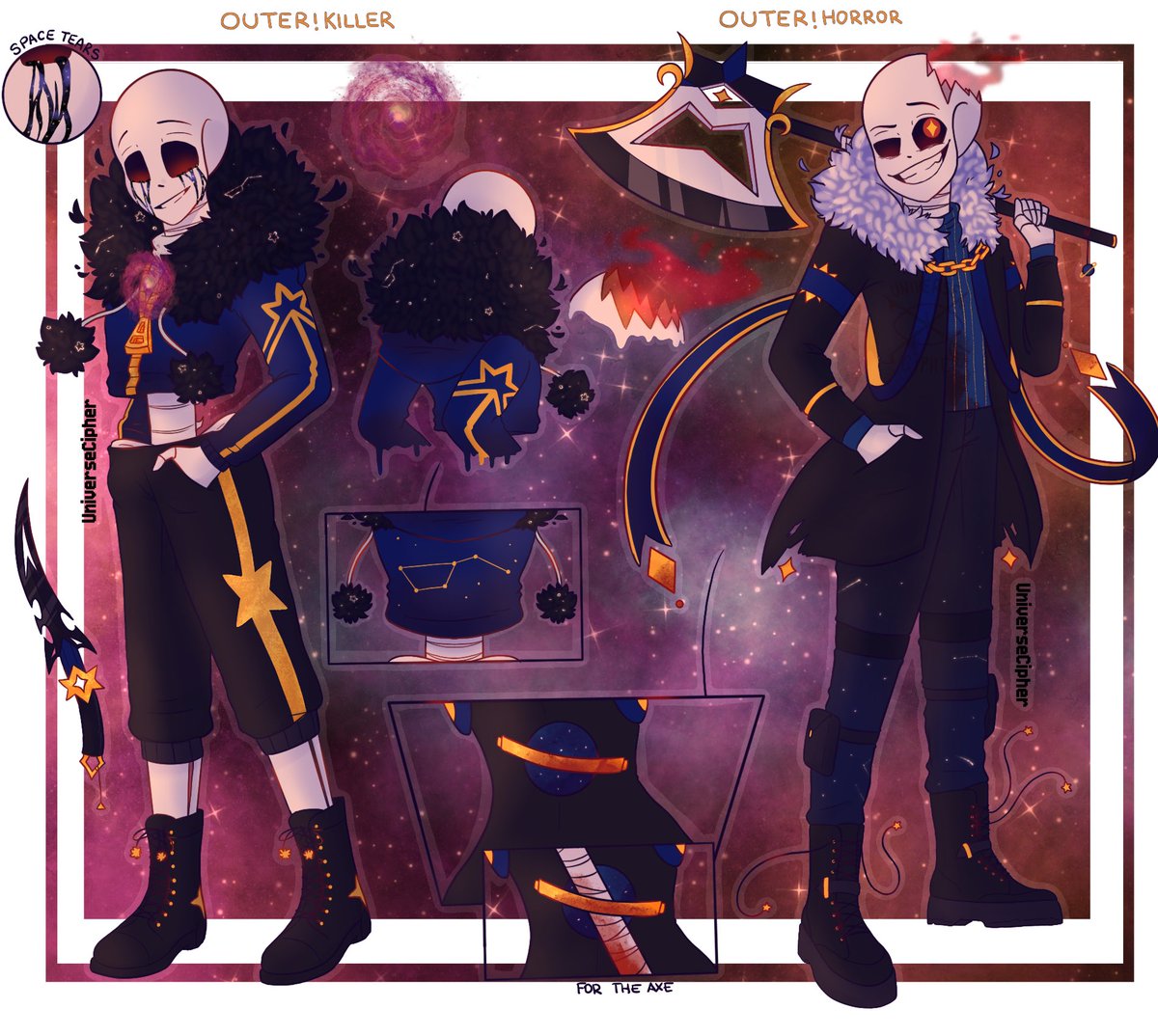 UniverseCipher's tweet photo. Outer!Killer &amp; Outer!Horror
✨
Designs by me :’D
#horrorsans #undertale #outertale #horrortale #killersans #undertaleau https://t.co/kpjBMvma7E