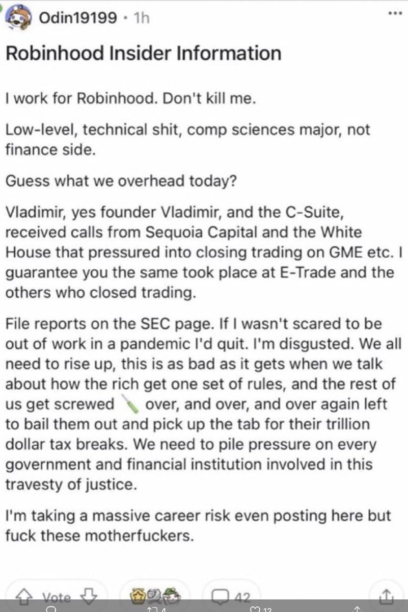 ROBIN HOOD INSIDER INFO
It's now called Robberhood <a href="/RobinhoodApp/">Robinhood</a>
#wallstreetbets #reddit