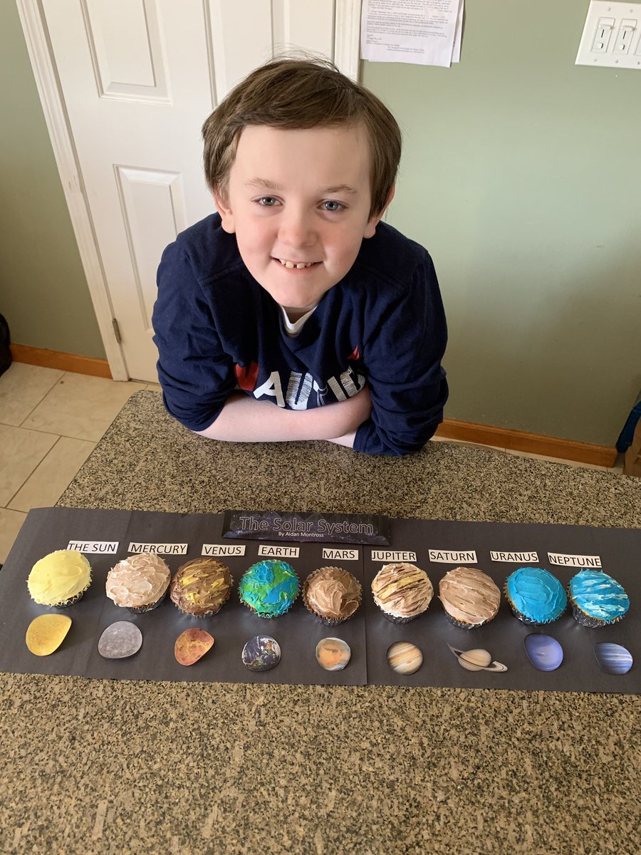 _SBender's tweet photo. After learning about Earth & Space, my virtual students created their own models of the solar system. I am blown away by the creativity and hard work they put into their projects! #5thgrade #virtuallearning #science #teachnb https://t.co/xvh27N5ITp