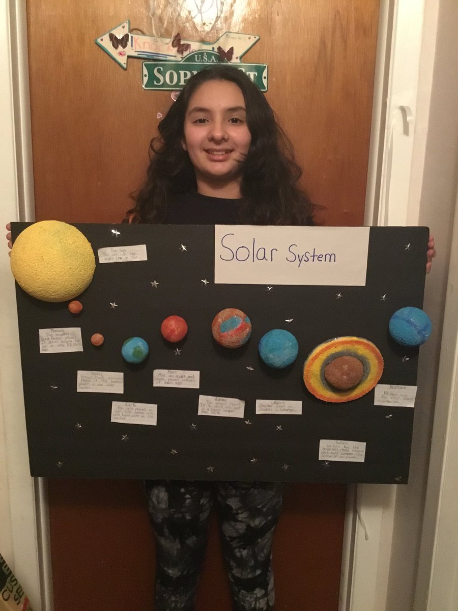 _SBender's tweet photo. After learning about Earth & Space, my virtual students created their own models of the solar system. I am blown away by the creativity and hard work they put into their projects! #5thgrade #virtuallearning #science #teachnb https://t.co/xvh27N5ITp