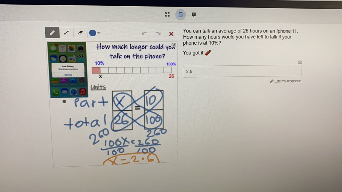 I love my first period math class so much!  Today I introduced percents with a Jamboard about cell phones. Great discussions and participation. Started and ended class with the same problem in Desmos.#flhornets